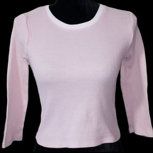 Forever 21 cropped pink waffle thermal medium